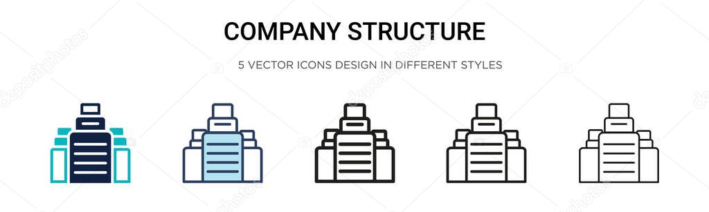 Company structure icon in filled, thin line, outline and stroke style. Vector illustration of two colored and black company structure vector icons designs can be used for mobile, ui, web