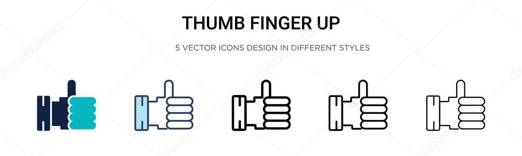 Thumb finger up icon in filled, thin line, outline and stroke style. Vector illustration of two colored and black thumb finger up vector icons designs can be used for mobile, ui, web