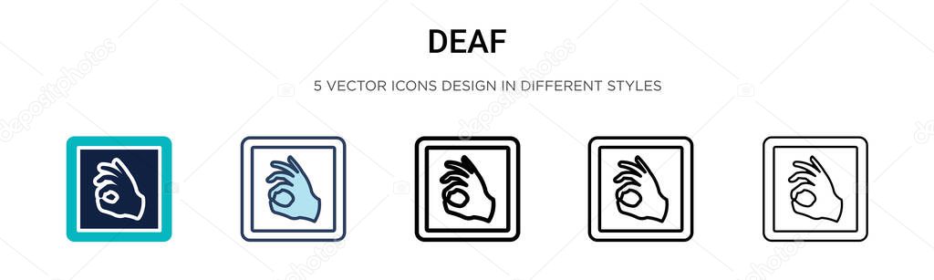 Deaf sign language icon in filled, thin line, outline and stroke style. Vector illustration of two colored and black deaf sign language vector icons designs can be used for mobile, ui, web