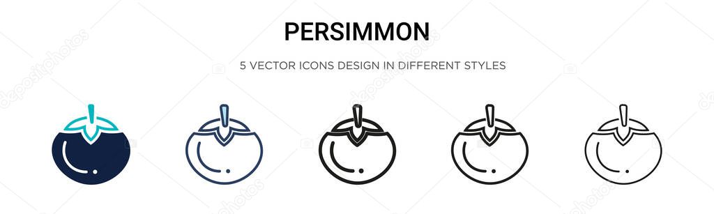 Persimmon icon in filled, thin line, outline and stroke style. Vector illustration of two colored and black persimmon vector icons designs can be used for mobile, ui, web