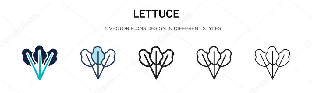Lettuce icon in filled, thin line, outline and stroke style. Vector illustration of two colored and black lettuce vector icons designs can be used for mobile, ui, web