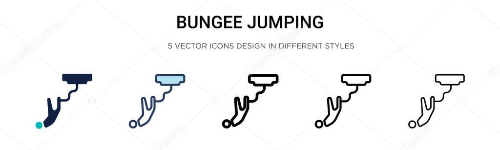 Bungee jumping icon in filled, thin line, outline and stroke style. Vector illustration of two colored and black bungee jumping vector icons designs can be used for mobile, ui, web
