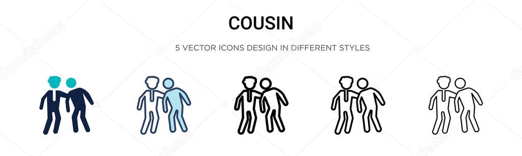 Cousin icon in filled, thin line, outline and stroke style. Vector illustration of two colored and black cousin vector icons designs can be used for mobile, ui, web