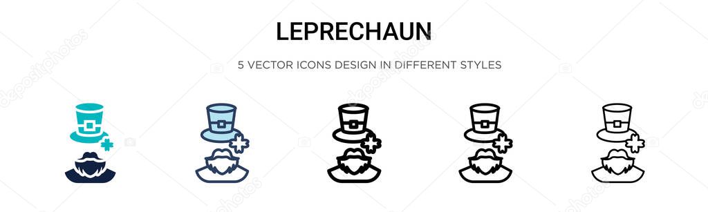 Leprechaun icon in filled, thin line, outline and stroke style. Vector illustration of two colored and black leprechaun vector icons designs can be used for mobile, ui, web