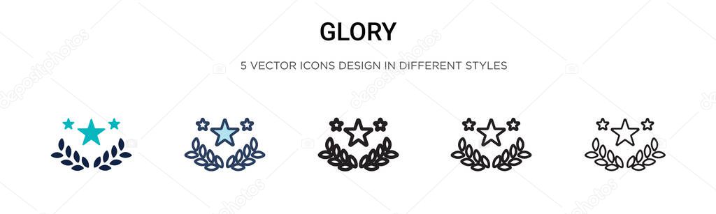 Glory icon in filled, thin line, outline and stroke style. Vector illustration of two colored and black glory vector icons designs can be used for mobile, ui, web