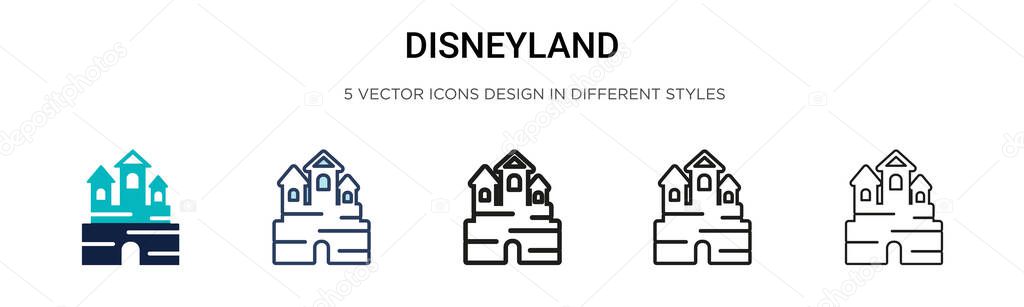 Disneyland icon in filled, thin line, outline and stroke style. Vector illustration of two colored and black disneyland vector icons designs can be used for mobile, ui, web