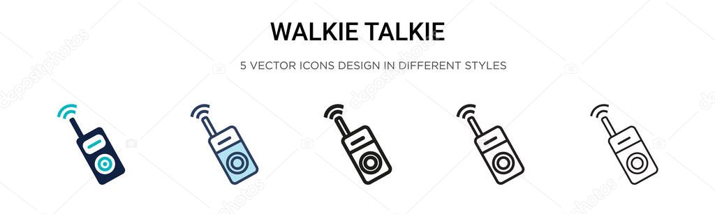 Walkie talkie icon in filled, thin line, outline and stroke style. Vector illustration of two colored and black walkie talkie vector icons designs can be used for mobile, ui, web