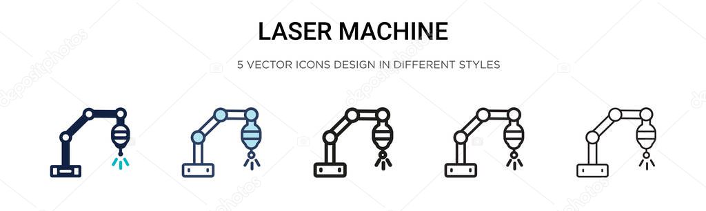 Laser machine icon in filled, thin line, outline and stroke style. Vector illustration of two colored and black laser machine vector icons designs can be used for mobile, ui, web
