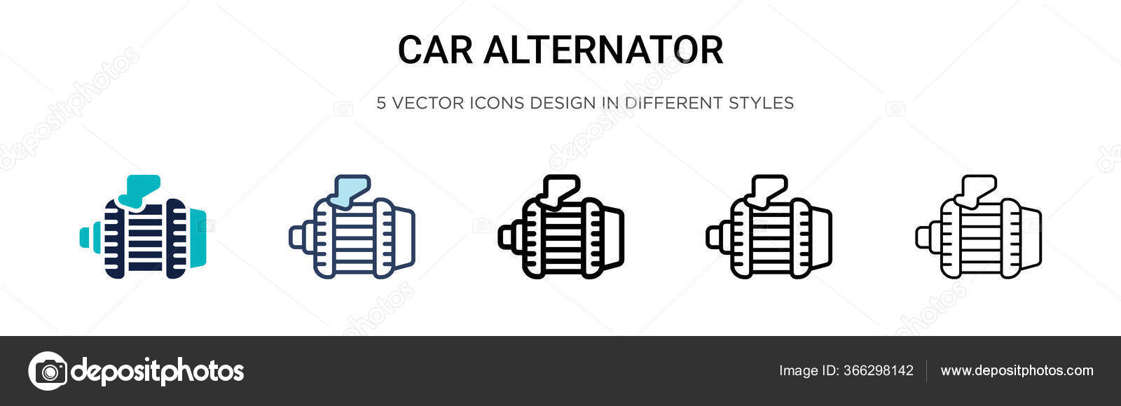Car Alternator Icon Filled Thin Line Outline Stroke Style Vector Stock