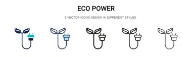 Eko güç simgesi dolu, ince çizgi, özet ve vuruş stili. Mobil, ui, web için iki renkli ve siyah eko güç vektör ikonu tasarımı vektör illüstrasyonu kullanılabilir
