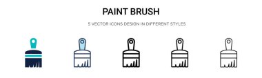 Boya fırçası simgesi dolu, ince çizgi, özet ve vuruş stili. Mobil, ui, web için iki renkli ve siyah boya fırçası vektör ikonu tasarımı vektör illüstrasyonu kullanılabilir