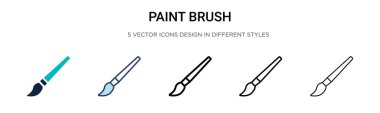 Boya fırçası simgesi dolu, ince çizgi, özet ve vuruş stili. Mobil, ui, web için iki renkli ve siyah boya fırçası vektör ikonu tasarımı vektör illüstrasyonu kullanılabilir