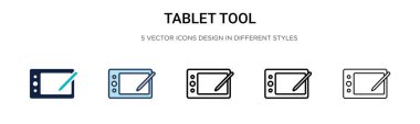 Tablet araç simgesi doldurulmuş, ince çizgi, özet ve vuruş tarzı. Mobil, ui, web için iki renkli ve siyah tablet vektör vektör simgesi tasarımı kullanılabilir