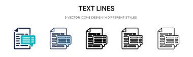 Metin satırları simgesi doldurulmuş, ince satır, özet ve vuruş stili. Mobil, ui, web için iki renkli ve siyah metin satırı vektör dizaynının vektör çizimi kullanılabilir