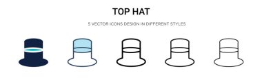 Silindir şapka ikonu, ince çizgi, özet ve vuruş stili. Mobil, ui, web için iki renkli ve siyah silindir şapka vektör ikonu tasarımı vektör illüstrasyonu kullanılabilir