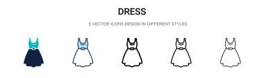 Simge şeklinde giyin, ince çizgi, taslak ve vuruş stili. Mobil, ui, web için iki renkli ve siyah elbise vektör ikonu tasarımı vektör illüstrasyonu kullanılabilir