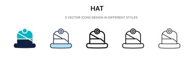 Şapka simgesi doldurulmuş, ince çizgi, özet ve vuruş stili. Mobil, ui, web için iki renkli ve siyah şapka vektör ikonu tasarımı vektör illüstrasyonu kullanılabilir