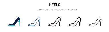 Topuk simgesi doldurulmuş, ince çizgi, ana hatlar ve vuruş stili. Mobil, ui, web için iki renkli ve siyah topuklu vektör ikonu tasarımı vektör illüstrasyonu kullanılabilir