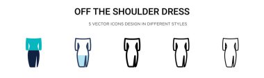 Omuz elbise ikonu dolu, ince çizgi, özet ve vuruş stili. Omuz vektör ikonlarının iki renkli ve siyah vektör çizimi mobil, ui, web için kullanılabilir