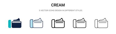 Krema ikonu, ince çizgi, özet ve vuruş stili. Mobil, ui, web için iki renkli ve siyah krema vektör ikonu tasarımı vektör illüstrasyonu kullanılabilir
