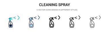 Cleaning spray icon in filled, thin line, outline and stroke style. Vector illustration of two colored and black cleaning spray vector icons designs can be used for mobile, ui, web clipart