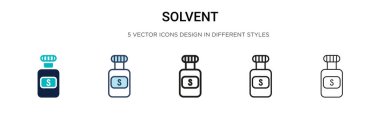 Solvent icon in filled, thin line, outline and stroke style. Vector illustration of two colored and black solvent vector icons designs can be used for mobile, ui, web clipart