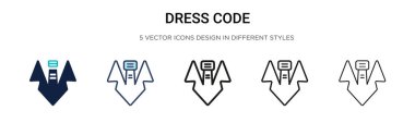 Kıyafet yönetmeliği simgesi doldurulmuş, ince çizgi, taslak ve vuruş stili. Mobil, ui, web için iki renkli ve siyah elbise kod vektör ikonu tasarımı vektör illüstrasyonu kullanılabilir