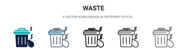 Иконка Отходов Заполненной Тонкой Линии Контур Стиль Штриха Векторная Иллюстрация — стоковый вектор