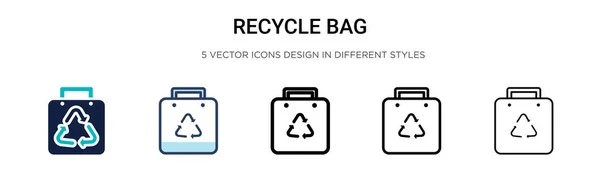 Icono Bolsa Reciclaje Línea Llena Delgada Contorno Estilo Trazo Ilustración — Vector de stock