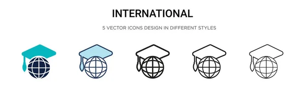 Международная Иконка Стиле Заполненная Тонкая Линия Контур Штрих Векторная Иллюстрация — стоковый вектор