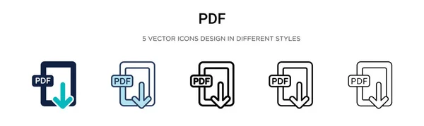 Pdf 아이콘은 채워졌고 스트로크 스타일로 과검은 Pdf 아이콘 디자인의 삽화는 — 스톡 벡터