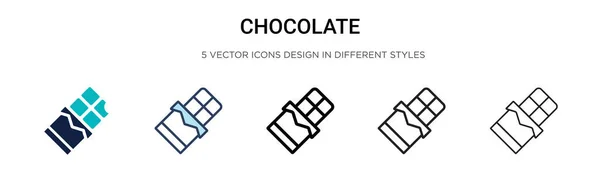 Шоколадна Піктограма Заповнена Тонка Лінія Контур Стиль Штрихування Векторна Ілюстрація — стоковий вектор