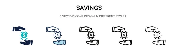 Icono Ahorro Línea Llena Delgada Contorno Estilo Carrera Ilustración Vectorial — Vector de stock