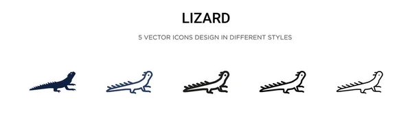Иконка Ящерицы Заполнена Тонкая Линия Контур Стиль Штриха Векторная Иллюстрация — стоковый вектор