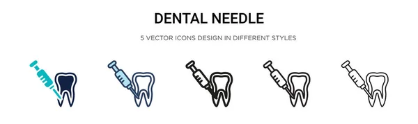 Значок Зубной Иглы Заполненной Тонкой Линии Контур Стиль Штриха Векторная — стоковый вектор