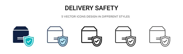 Icono Seguridad Entrega Línea Llena Delgada Contorno Estilo Carrera Ilustración — Archivo Imágenes Vectoriales