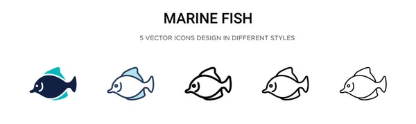 Icono Pescado Marino Línea Llena Delgada Contorno Estilo Trazo Ilustración — Archivo Imágenes Vectoriales