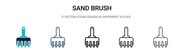 Icône Brosse Sable Forme Trait Contour Trait Illustration Vectorielle Deux — Image vectorielle