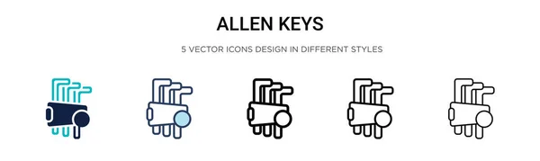 Allen Nycklar Ikonen Fylld Tunn Linje Kontur Och Stroke Stil — Stock vektor