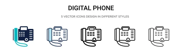 디지털 아이콘은 스트로크 스타일로 디지털 아이콘 디자인의 삽화는 모바일 수있습니다 — 스톡 벡터