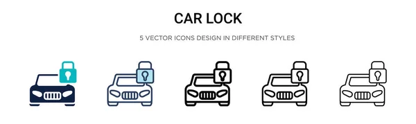 Icono Bloqueo Coche Línea Llena Delgada Contorno Estilo Carrera Ilustración — Archivo Imágenes Vectoriales