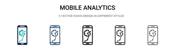 Icono Analítica Móvil Línea Llena Delgada Contorno Estilo Trazo Ilustración — Archivo Imágenes Vectoriales