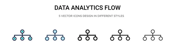 データ分析フローアイコンは 塗りつぶし 細い線 アウトライン ストロークスタイルで表示されます 2つの色と黒のデータ分析フローベクトルアイコンのベクトルイラストは モバイル Webに使用することができます — ストックベクタ