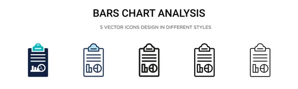 棒グラフ分析アイコンは 塗りつぶし 細い線 アウトライン ストロークスタイルで表示されます 2色と黒の棒グラフのベクトル図の分析ベクトルのアイコンのデザインは モバイル Webに使用することができます — ストックベクタ