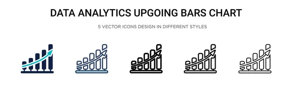 Data Analytics Upgoing Bars Chart Icon Filled Thin Line Outline — Stock Vector