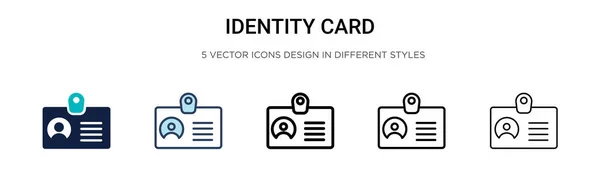 Icône Carte Identité Dans Style Rempli Ligne Mince Contour Trait — Image vectorielle