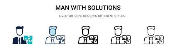 Man Solutions Icon Filled Thin Line Outline Stroke Style Vector — Stock Vector