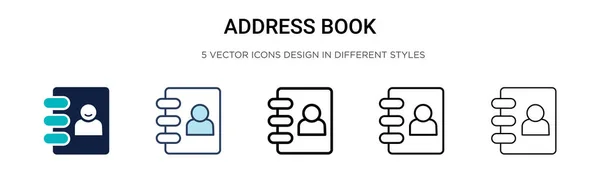 Icono Libreta Direcciones Línea Llena Delgada Contorno Estilo Trazo Ilustración — Archivo Imágenes Vectoriales