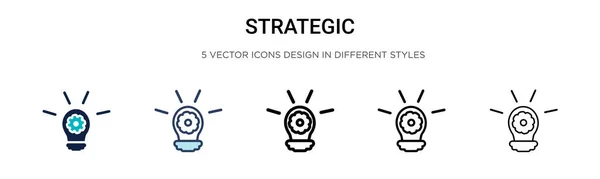 Icona Strategica Pieno Linea Sottile Contorno Stile Colpo Illustrazione Vettoriale — Vettoriale Stock