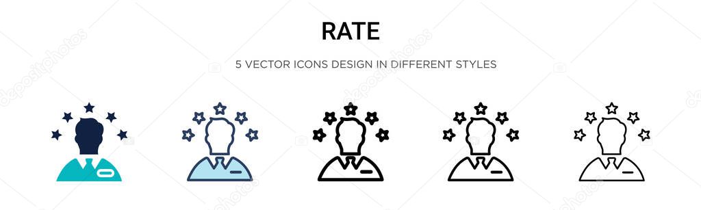 Rate icon in filled, thin line, outline and stroke style. Vector illustration of two colored and black rate vector icons designs can be used for mobile, ui, web